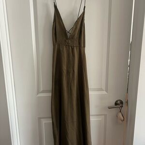 Olive Green Spaghetti Strap Maxi Dress